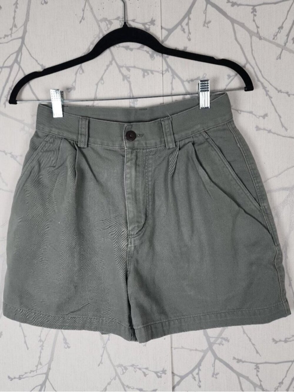 Patagonia Sage Green Organic Cotton Pleated Bermuda Shorts